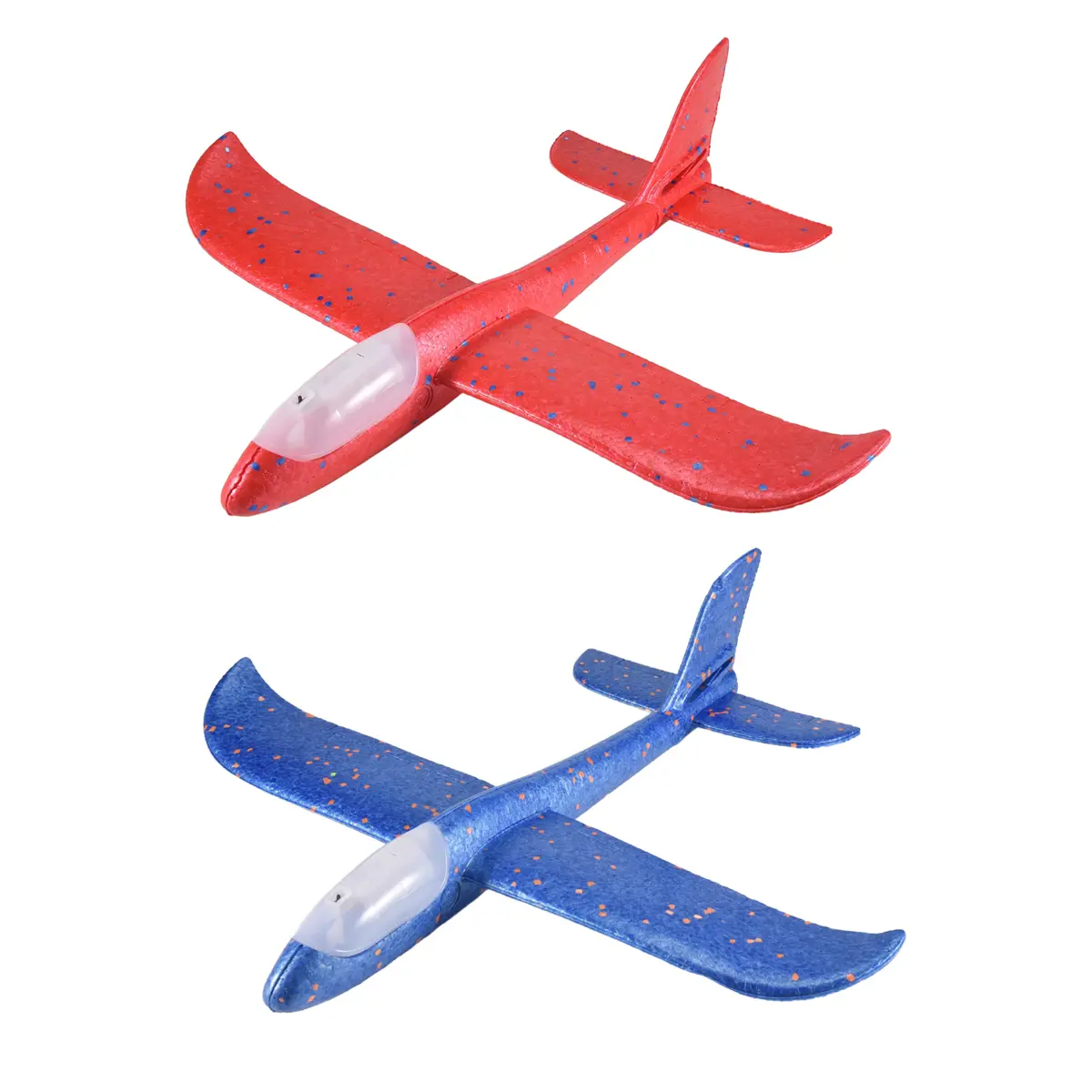 2-Pack EPP Foam LED Throwing Glider Airplane Toys - 48cm, LED Flash Light, Glider Mode, Festivals Supplies, Parent-Child Interactive Outdoor Activity Favors for 3-4 Years Old Night Flight Enthusiasts