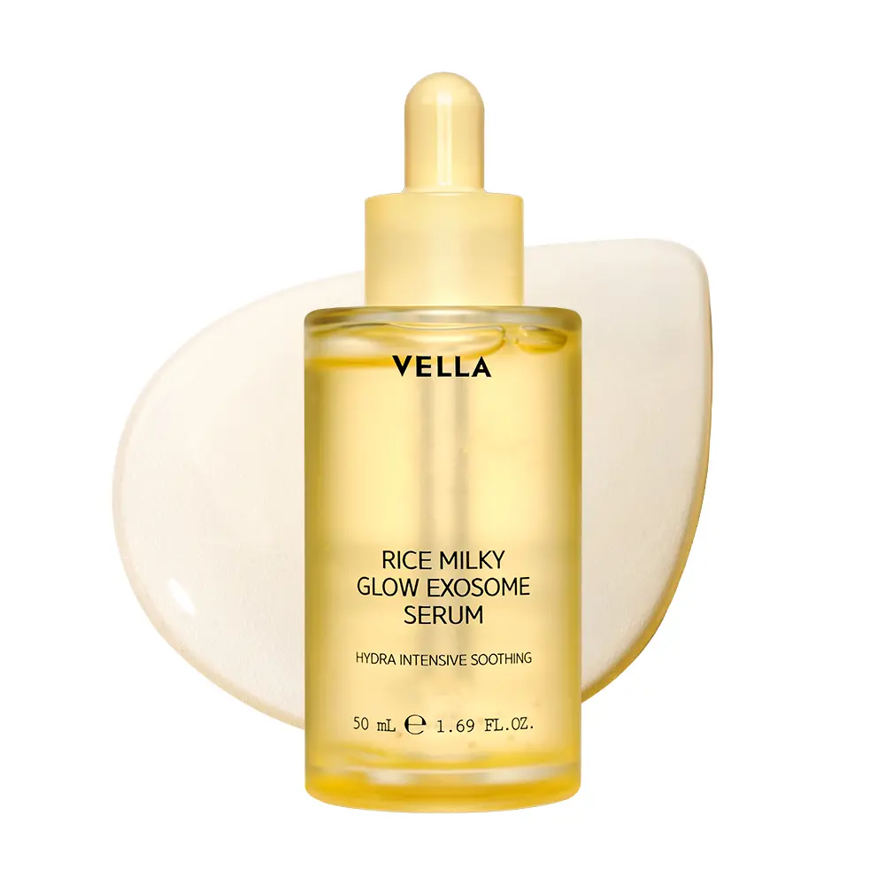 VELLA COSMETIC Rice Milky Glow Exosome Serum, K-Beauty Hydrating Face Serum with Rice Exosome, Glutathione & Vitamin Liposome, for Fresh, Glowy & Dewy-Looking Skin, All Skin Types, 1.69 fl oz (50 mL)