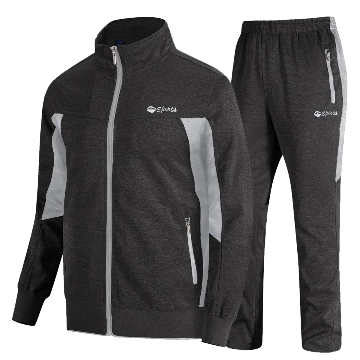 GOPUNE Men's 2-Pocket Hooded Full-Zip Tracksuit Set, Lightweight Stretch Fabric Moves Easy, Keeps Workouts Easy, Ideal for Gym, Lounge & Travel, Jogging Tops & Joggers, Lightweight Keeps Workouts Easy