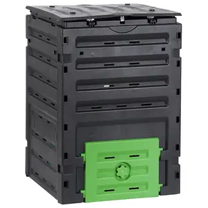 Segawe 120-Gal (450L) Outdoor Freestanding Compost Bin, Black Polypropylene Compost Box for Fast Fertile Soil Production