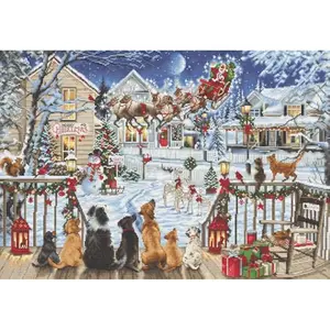 Luca-S Cross Stitch Kit Gold - Pets On The Porch, B2423