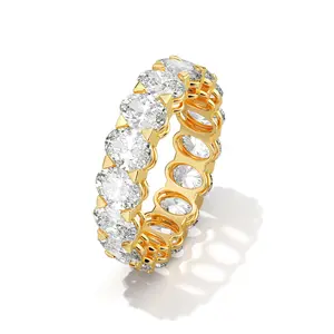 Tewiky Gold Layered Rings - Oval Cubic Zirconia Love Ring and Eternity Ring - 5mm Stackable for Women