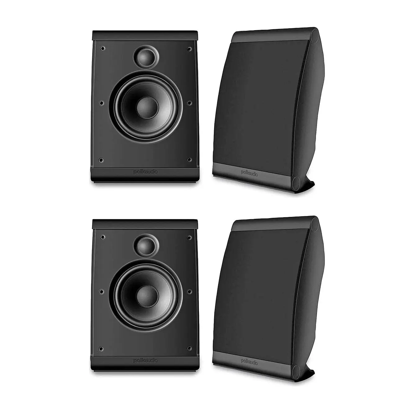 Polk Audio OWM3 4-Pack Compact Multi-Application Satellite Speakers - Wall-Mount, Bookshelf/Corner Use, 10.06in H, 7.06in W, 4.125in D, 4 (Black) Polk Audio OWM3 Wall & Bookshelf Speakers