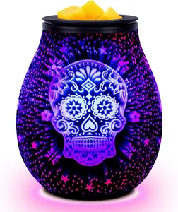 Wax Melt Warmer Wax Melter Wax Burner for Scented Wax Melts Electric  Warmer for Wax Cubes & Tarts,  3D Design 7 Colors LED Light  & Decor for  Office (3D Skeleton)