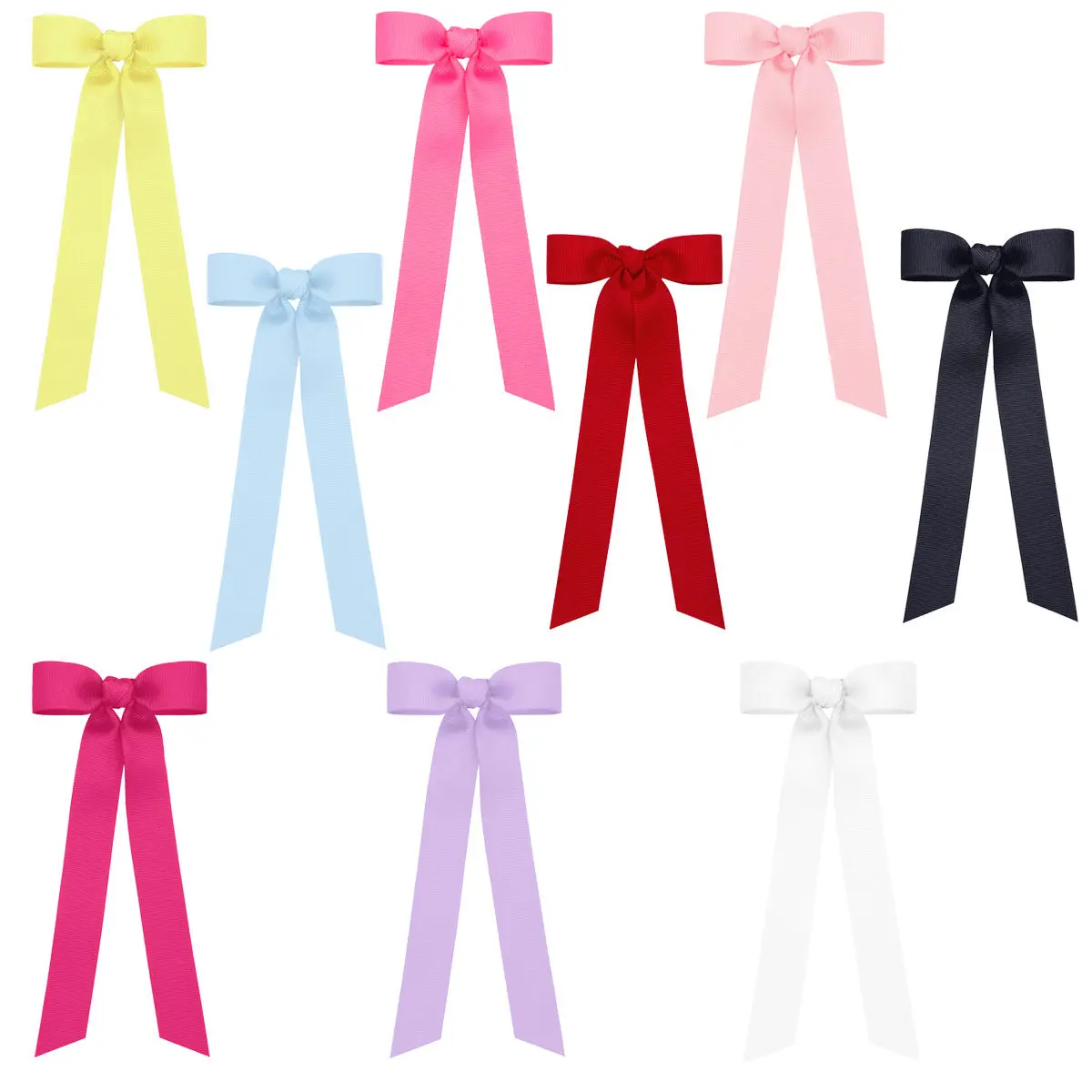 Grosgrain Hair Bowtie with Knot Streamer - Cute Hair Accessory