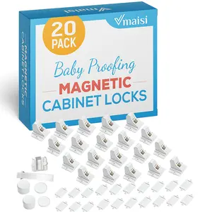 Vmaisi Magnetic Cabinet Locks Baby Proofing 20 Pack for Kitchen Bathroom Pantry Storage Area & Bedroom Childproof Invisible from Outside