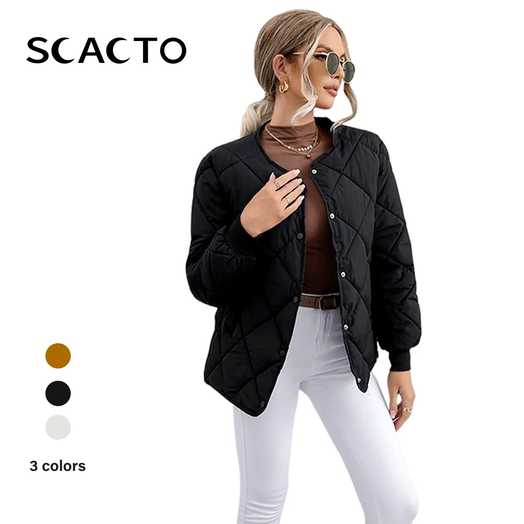 Scacto Women's Oversized Vintage Cotton Shacket - Casual Long Sleeve Button-Down Basic Clothes, Crew Neck Evening Dress-Inspired Fall Outerwear, Tops, Fashion, Workout, Coats, Collared, Jacket, Oversized Silhouette Feels Effortless, Easy Layering For Mixe