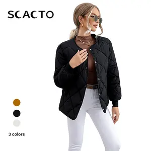 Scacto Women's Shacket, Casual Oversized Vintage Cotton Jacket, Long Sleeve Button Down Tops for Fall Wear, Coats