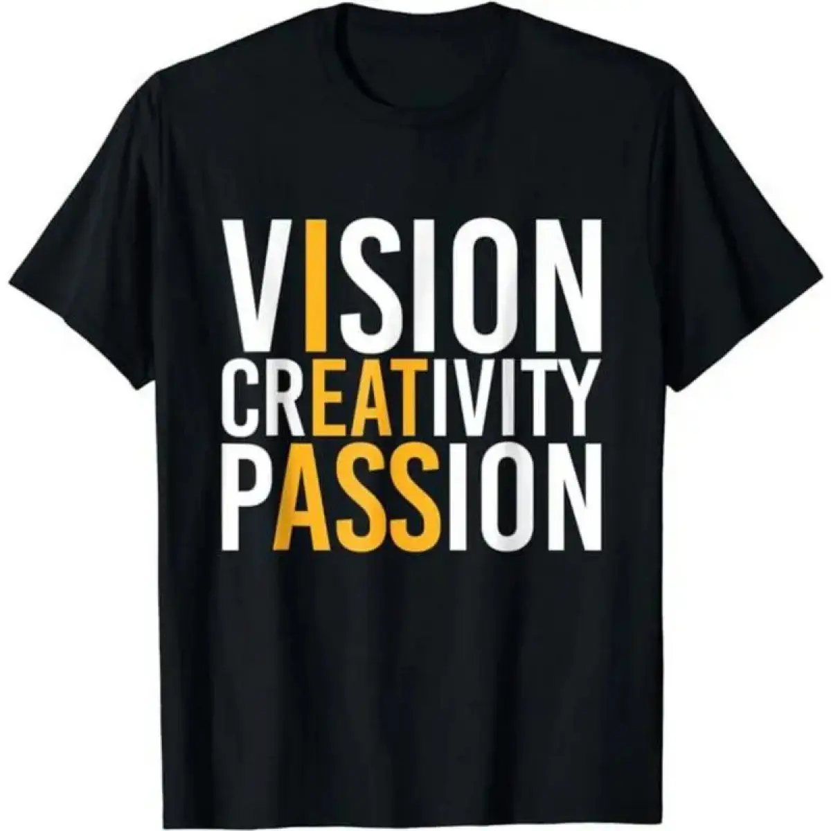 Cotton Vision Creativity Passion T-Shirt - Funny, Sporty Chic, Casual Basic Smooth Streetwear Sports Top
