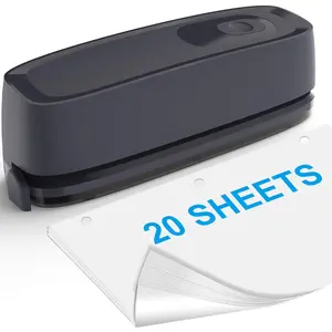 3 Hole Puncher for Paper,  Electric Hole Punch 3 Ring, 20-Sheet Paper Punch, AC or  Operated 3 Hole Puncher, Effortless Punching, Long Lasting Paper Punch for Office School Studio, Gray