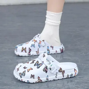 Butterfly Print Women's Clogs, Convertible Two Ways Wear Slip On Mules, Lightweight Breathable Casual Summer Shoes for Teen Girls, Perfect for Nurse Work Daily Wear Beach Garden Indoor Outdoor   chinelos quinceañera
