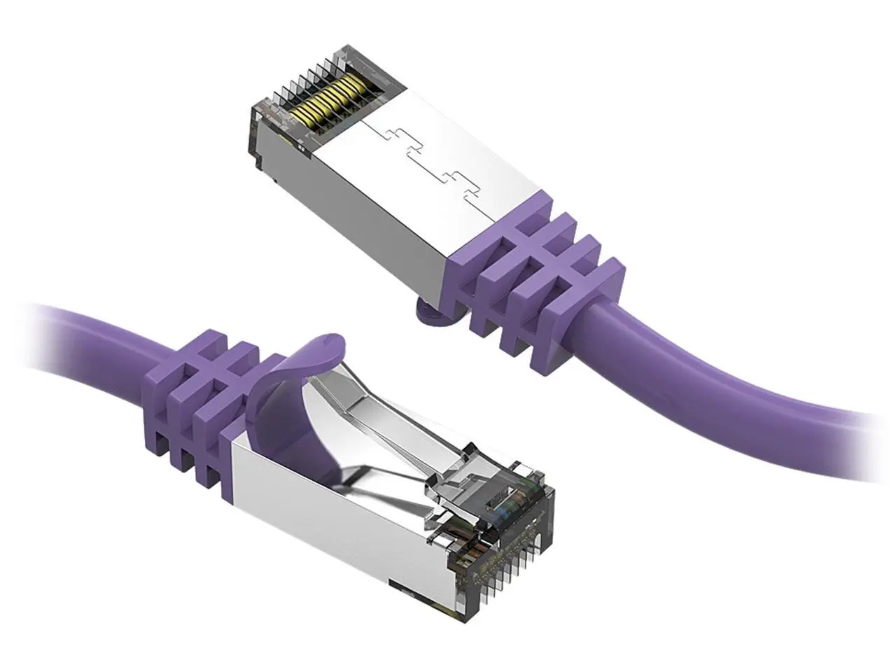 Nippon Labs Cat8 RJ45 7ft Ethernet Patch Internet Network LAN Cable, In/Outdoor, 26AWG, Shielded Latest 40Gbps 2000MHz, Weatherproof S/ftP -in Wall, Outdoor for Gaming/Router/Modem/PC/Switch (Purple)