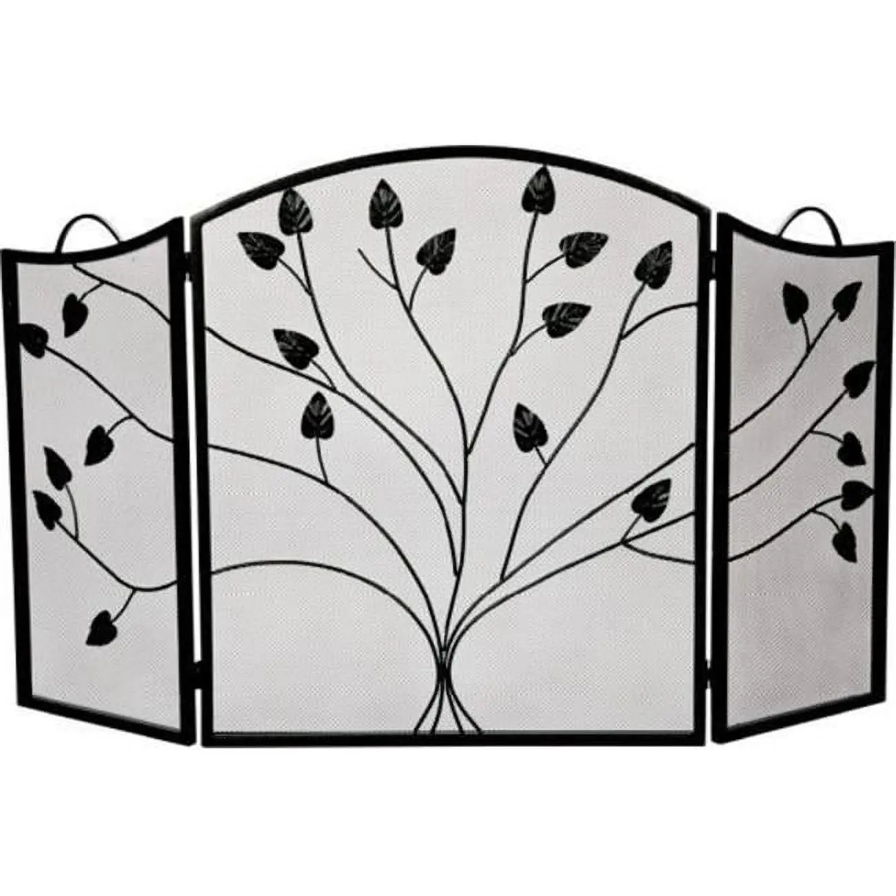 Dagan S509BLK Freestanding Foldable Leaf Design 3-Fold Arched Room Divider, Black, 13" Side Panels, 26" Center Panel