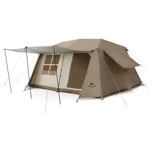 Naturehike Large Family Camping Tent with Front Awning & 60s Quick Setup – Waterproof, Sun Protection, Spacious 4-8 Person, Two-Room Design, Built-in Lights, Large Storage Space & Five-Sided Ventilation, Outdoor & Backyard Adventures