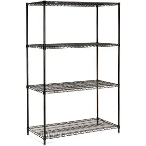 Global Industrial 24425B Nexel 4 Shelf Black Epoxy Wire Shelving Unit Starter, Black - 42 x 24 x 54 in.
