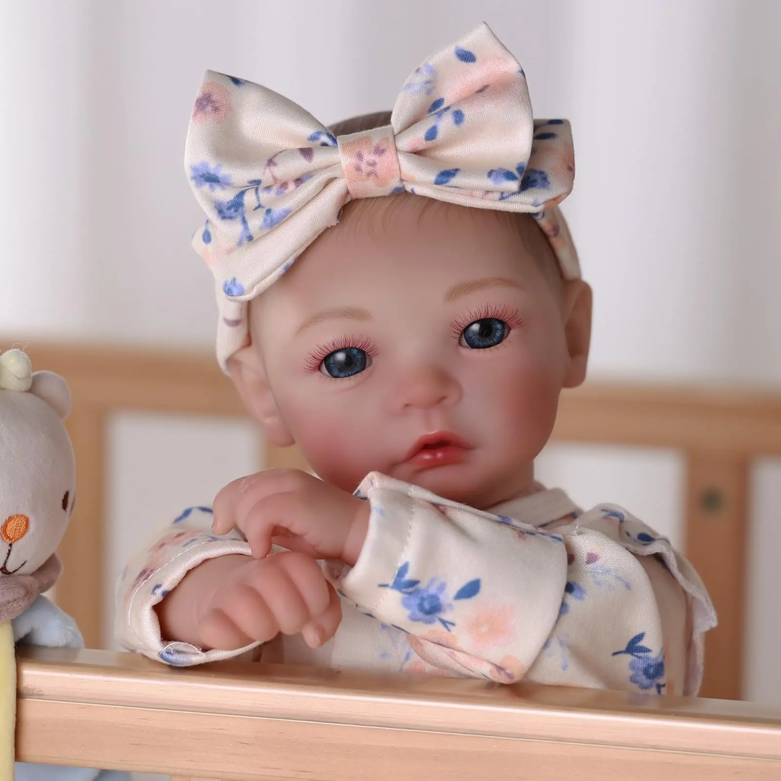 BABESIDE 17in Realistic Rebirth Doll - Cute Newborn Doll with Soft Vinyl Limbs, Cloth Body, Accessories, Ideal for 3-8+ Year-Olds' Pretend Play, Gifting