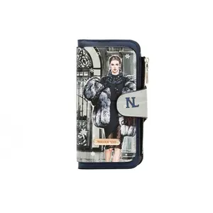 Bifold Layered Wallet Vegan Leather RFID Blocking 14 Card Slots 2 ID Windows 5 Cash Compartments Stylish Gold Tone Hardware