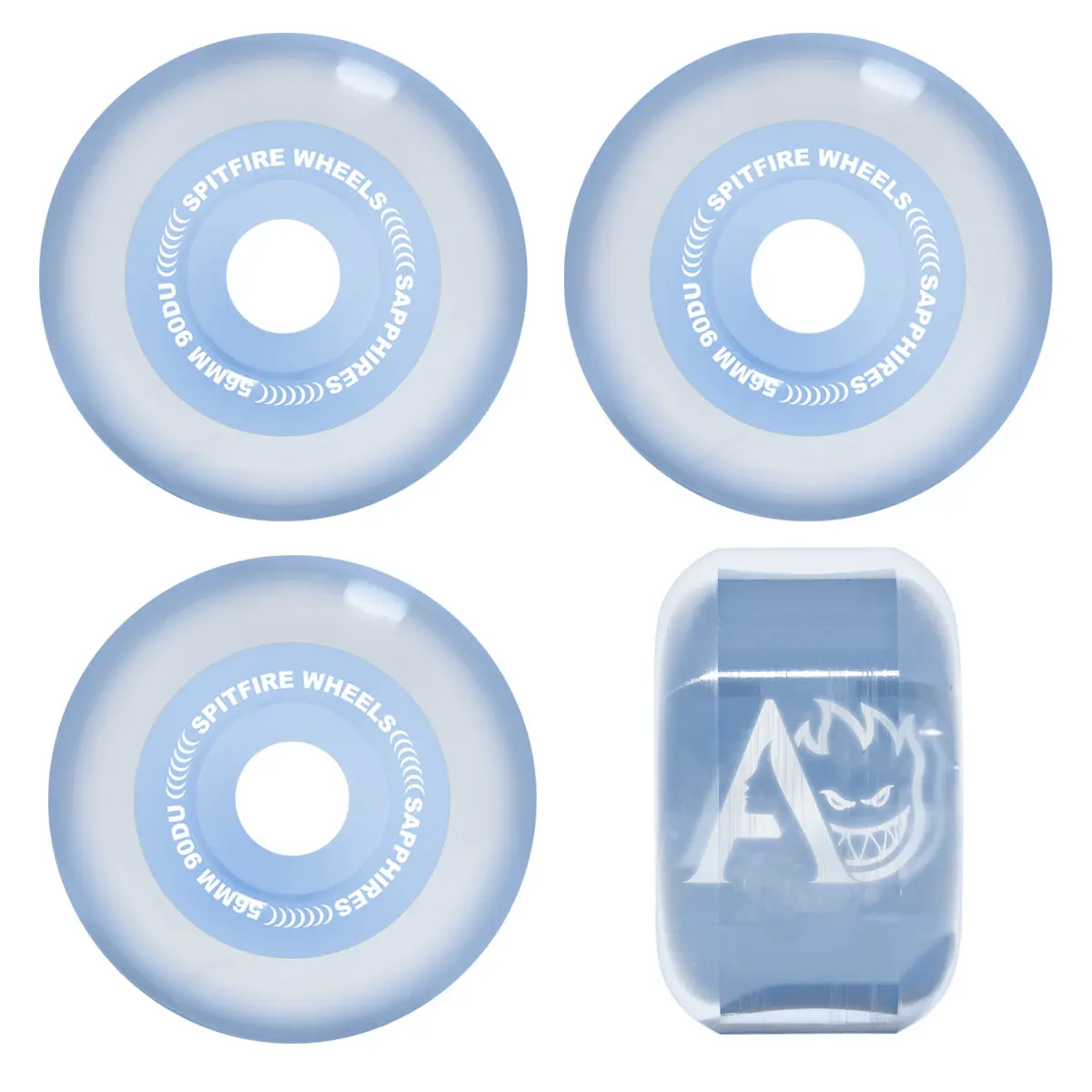 Spitfire Skateboard Wheels 56mm Sapphire 90A April Radial Clear Blue
