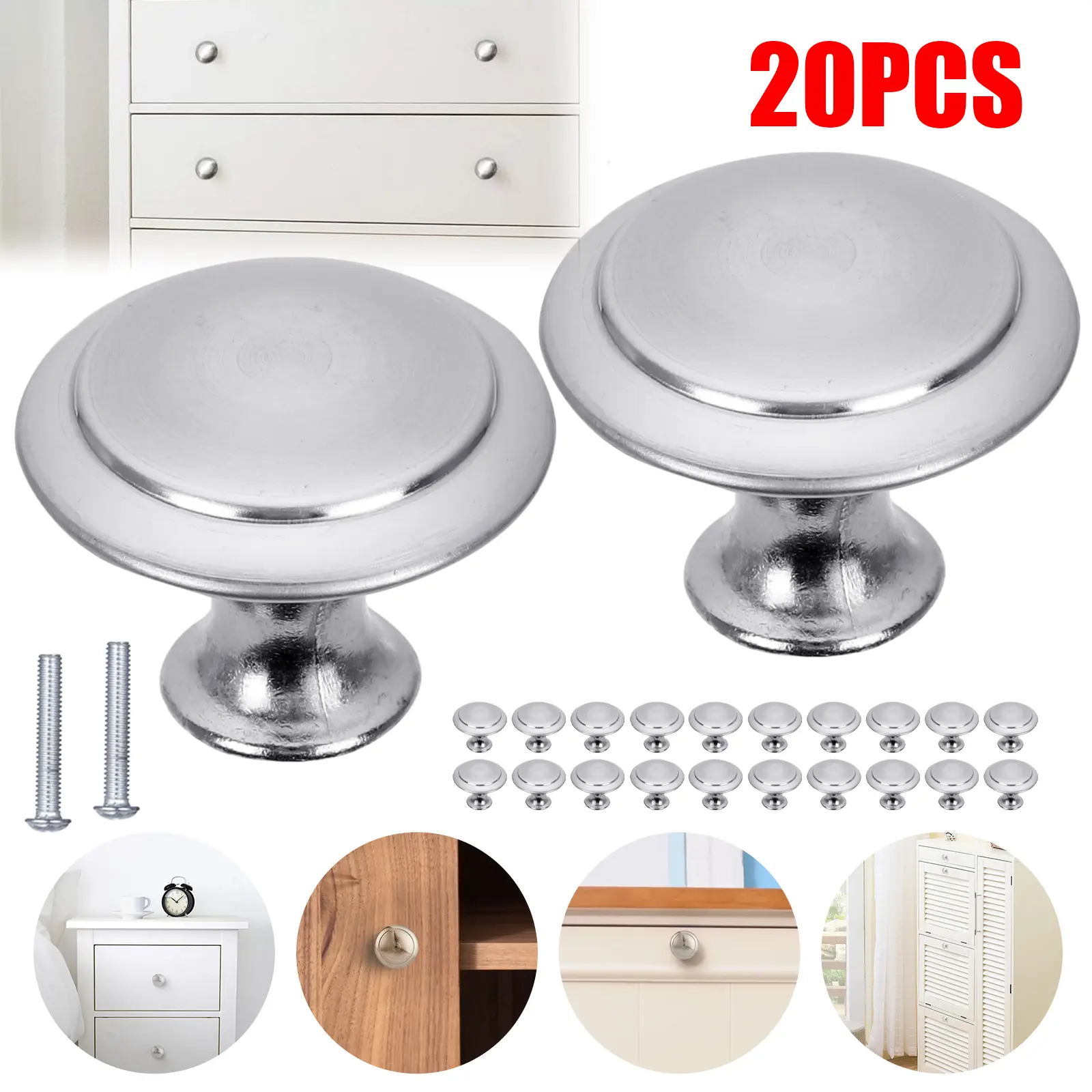 20Pcs Brushed Nickel Cabinet Knobs - Brushed Finish, Decorative Handles, Easy Install - Drawer Pulls, Kitchen Hardware for Modern Home Decor, Brushed Finish Doorknobs, Decorative Handles Doorknobs