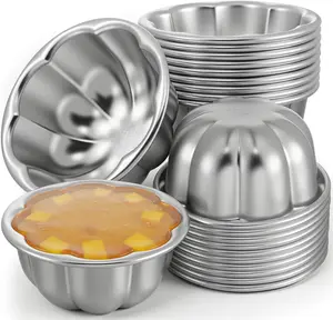 24 Pack Pudding Cup Pans, Aluminum Reusable Small Jelly Popover Pans Cake Tartlets Muffin Mold for Baking Egg Tart Flan Cupcake Bread Brownie Pudding (Size 3.7"x 1.77")