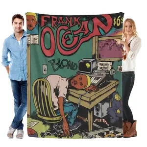 Vintage Old Comic Print Frank Ocean Blonde All Season Cozy Blanket, Lightweight Warm Flannel Bed Couch Throw Works for Four Seasons, Classic R&B Album Home Decoration Blanket, Great Present for Rap Fans Daily Use All Year