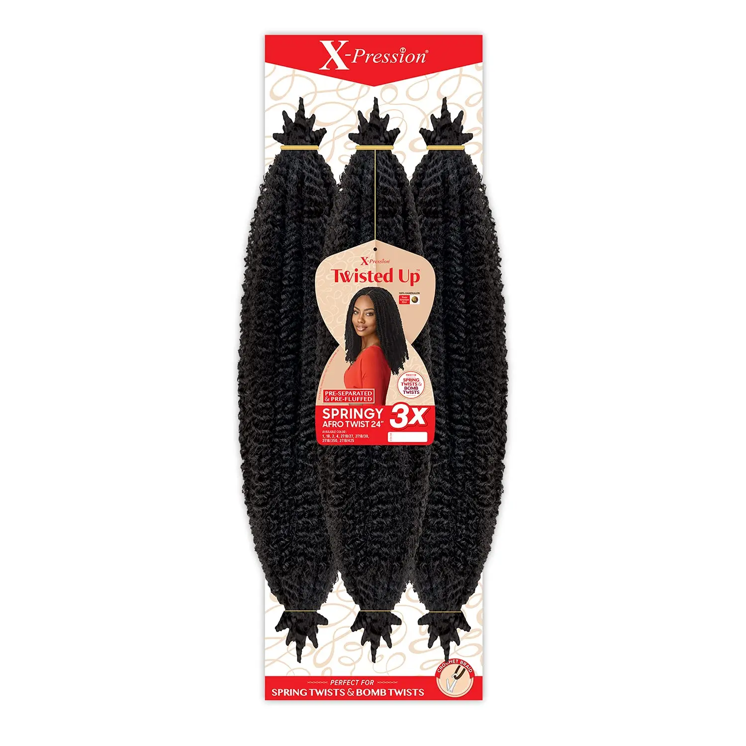 Outre X-Pression 24" Twisted Up Springy Afro Twist Pre-Looped Synthetic Crochet Hair