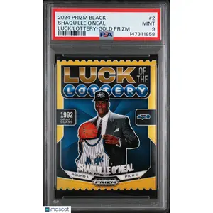 Shaquille O'Neal 2024 Panini Prizm Black Luck Of The Lottery #2 Gold 4/10 PSA 9