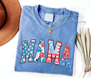 Comfort Color American Mama t-shirt, Mama T-Shirt, Retro Mama America tee, 4th of July T-Shirt, American Mama, Retro USA Comfort Color Shirt, USA Shirt - LORA ATCHER
