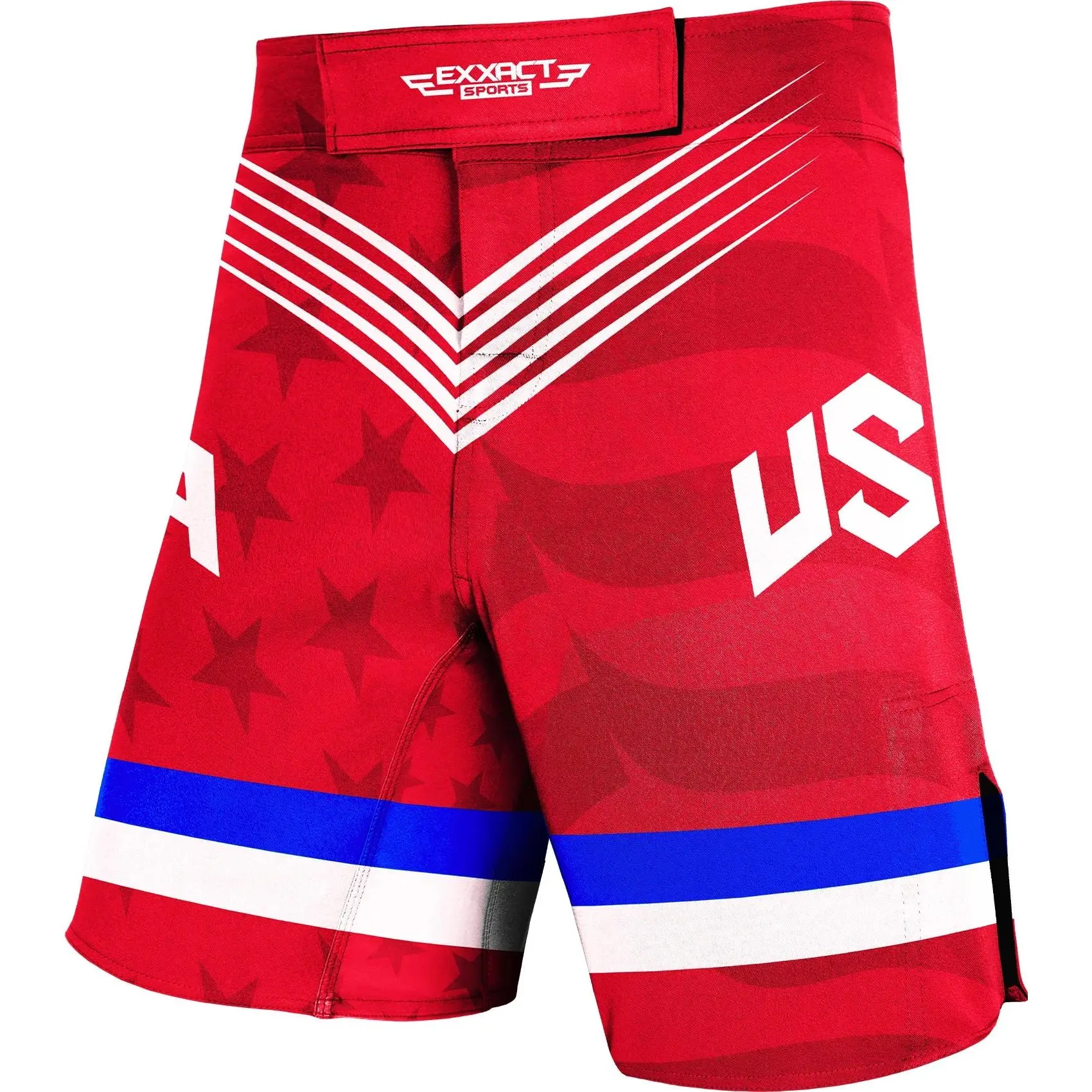 Men's Pro MMA Shorts, No-Gi BJJ Jiu Jitsu Shorts for Boxing, UFC & Cross Training (Red USA)