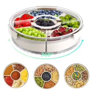 Multi-Purpose Snack Spinner Snackle Box Container Divided Serving Tray with Lid and Handle Large Food Platter for Charcuterie Veggie Fruit Taco Candy Spices Tuesday Movie Night Travel Beach Picnic Party Home Kitchen Essentials