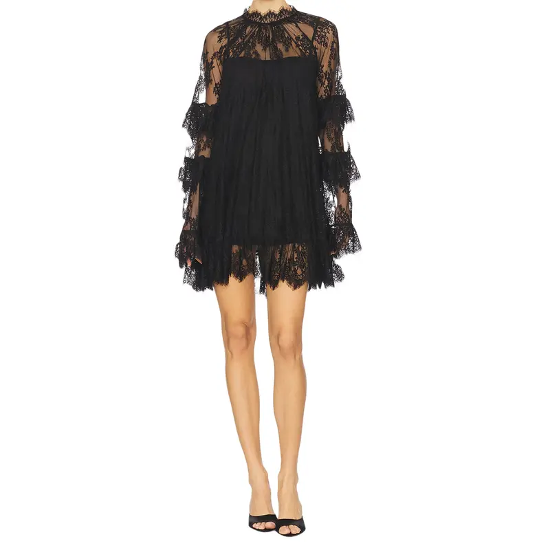 White lace dress long sleeve short - TikTok Shop