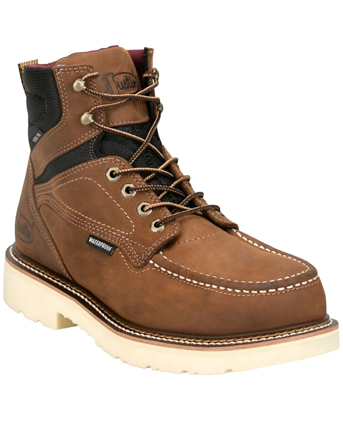Justin Men's Men'S Bristol 6" Lace-Up Waterproof Moc Work Boot Steel - Hw687