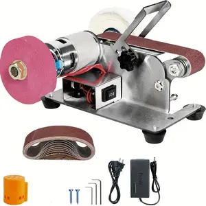 Mini Belt Sander, Electric Belt Sander Knife Making Supplies, 7 Adjustable Speed Electric Knife Sharpener, Power Belt Sanders for Woodworking, Metal Working DIY