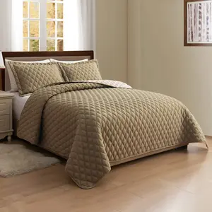 Mocassi 3-Piece Diamond Quilted Reversible Bedspread Coverlet Set