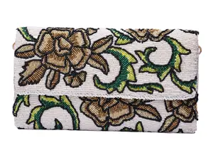 MAWC Handmade Beaded Purse Vintage Clutches Evening bags Trendy Shimmering Handbags Sparkling Cross Body Purse Vibrant Bead Patterned Handbag