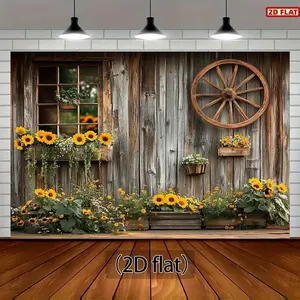 2D Flat Banner, Photo Backdrops, 1pc sunflower background photography spring garden window sill scattered landscape background sweet girl princess birthday Party studio background photo decoration, Party decoration s