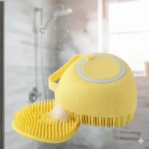 Silicone Bath Brush Pet Hair Remover, Sensitive Skin Low Allergy Exfoliating Shower Brush, Anti-Loss Filter System, Dishwasher Safe Waterproof Comb