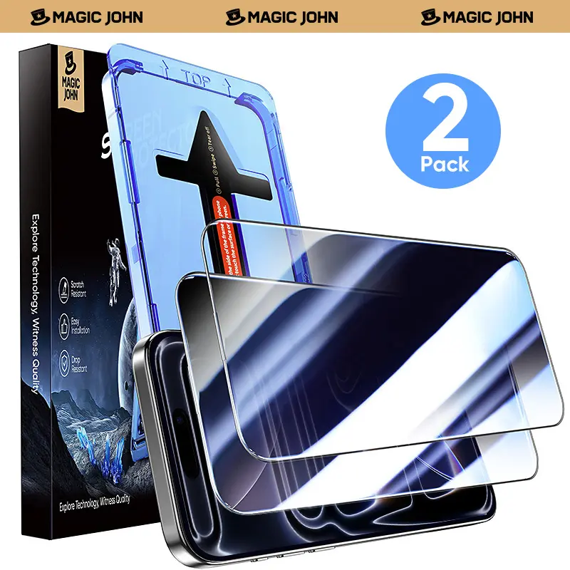 MAGIC JOHN 2-Pack Screen Protector for iPhone, Samsung, and Google–Crystal Clear, Scratch-Resistant, Ultra-Smooth Touch, Privacy Protection, Circular Polarized Eye Protection, Easy Installation summerwins