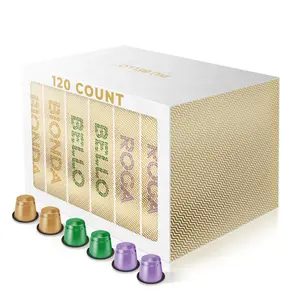 Piu Bello Coffee Pods Variety Pack - Nespresso Machine (Original) Compatible Capsules - 3 Light Flavors of Chocolate, Nuts, Sweet Caramel - Rich & Balanced Taste, Kosher (3 Flavor Multipack 120 Count)