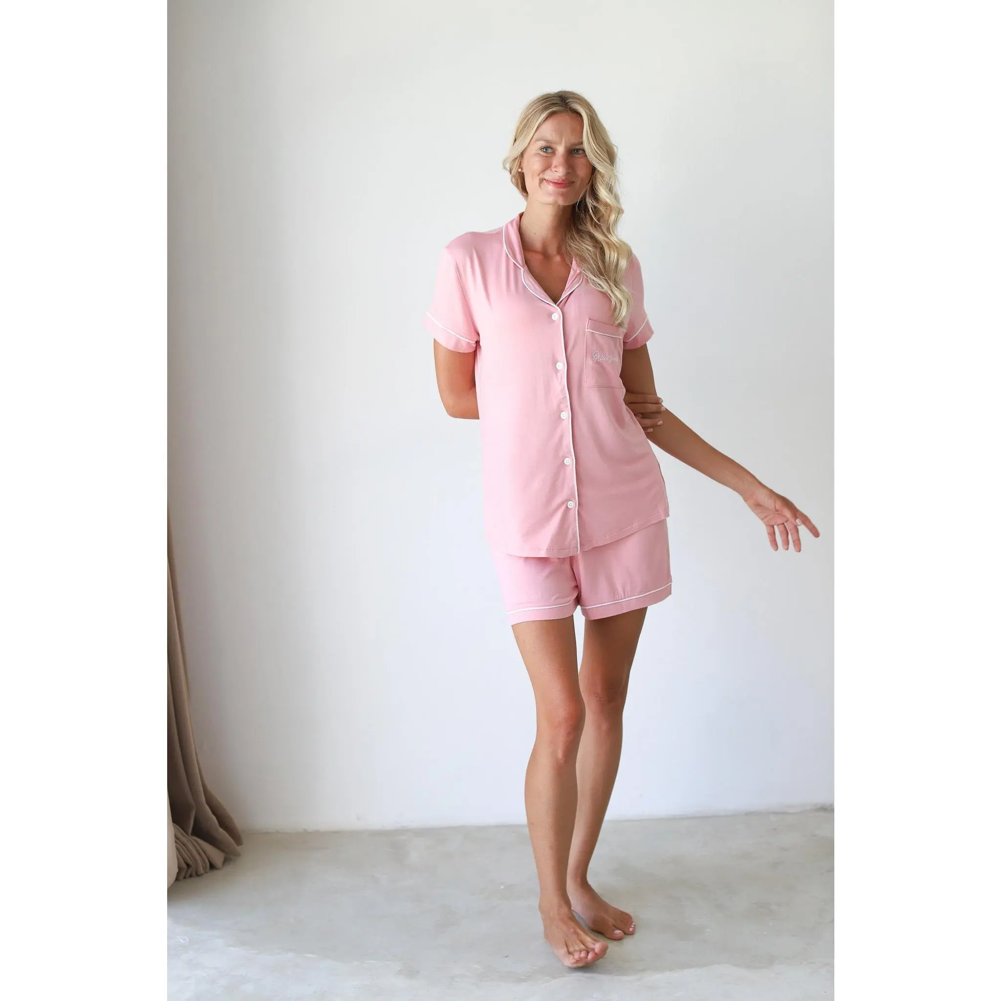 Baby Pink Phoebe Jersey Shortie Pajamas