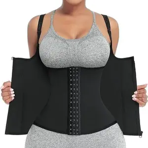 FeelinGirl Women Corset Vest Cincher Trimmer  Sport Girdle with Steel Bones Workout Shapewear with Adjustable Shoulder Strap Trainer Waist Trainer Super Brand Day Bustier Fits