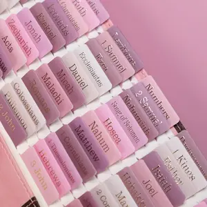 Laminated Pink & White Bible Index Tabs, 80-Piece Set with Gold Foil Embossing, Large Print, Peel-and-Stick Easy Application, Velvet Touch, High Quality Craftsmanship, Blank Tabs, Thoughtful Christian Gift for Women, Office Index Divider Navigation Tool