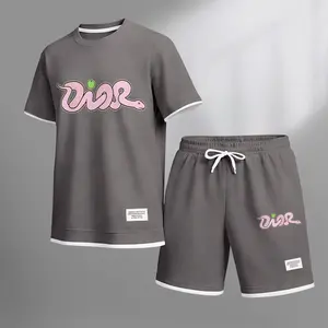 Men's Art Snake Print Waffle Fabric Short-Sleeved Shirt And Shorts Set