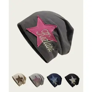 Star Patched Letter Embroidery Beanie Hat - Machine Washable, Casual & Trendy, All-Match Design, Perfect for Daily Wear, Birthday Gift