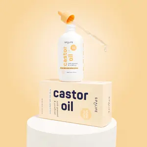 100% Pure & Organic Castor Oil - Accessories Included - SpaLife - 8.5 Fl OZ - Good for Haircare, Brow Care & Skincare  Dropper Serum