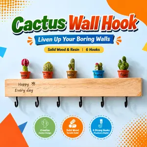 Cute Plant Keychain Holder Wall Mounted, Wooden Key Rack with 6 Hooks, Wooden Wall Shelf, Decorative Storage for Hallway, Corridor, Living Room, Home Decoration, Shelfs For Wall