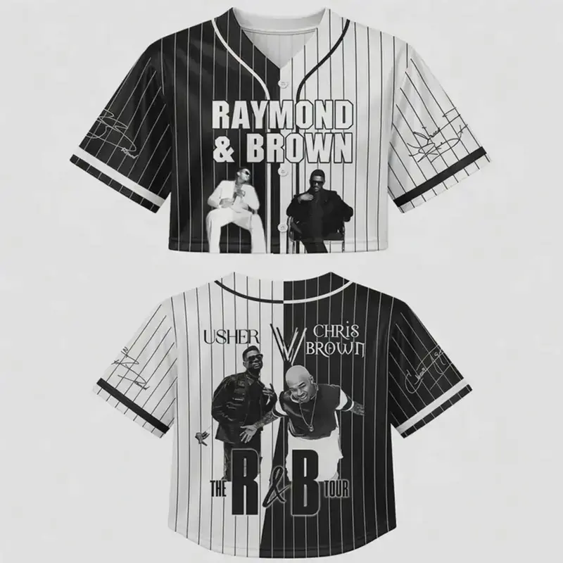 R&B Tour Baseball Jersey Croptop – Unisex Music Fan Apparel, Raymond & Brown Inspired Concert Outfit, Sports Style Gift