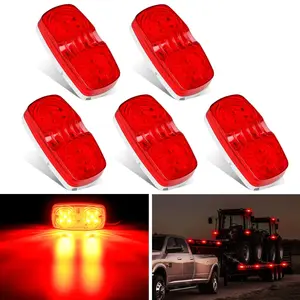 Nilight 5PCS Red 10-LED Rectangular Double Bullseye Clearance Marker, Rear Indicator Led Lights Car, Vehicle Rear Lights