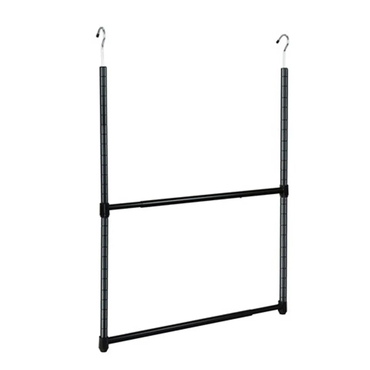 Oceanstar 2-Tier Portable Adjustable Metal Expandable Hangable Closet Hanger Rod - Black, No Tools Necessary, Boxing & Martial Arts Accessories Rack, Durable, 2.3 x 22.5 x 35.5 in, 3 lbs, Hassle Free Assembly, Wardrobe Organizer, Hang-On, Ideal Gift, Pers