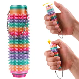 Grippie Portable Vibrant Colors Stim Tool with Firm Plastic Spikes for Anxiety & Stress Relief Clip to Keys chain for On-the-Go Comfort Pain Stimulation Impulse Management